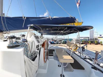 Cockpit of Love Song, a Lagoon 380 S2 catamaran at Grad Biograd na Moru, Croatia