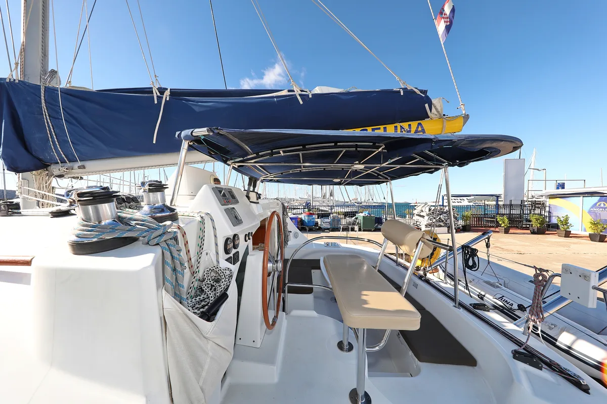Cockpit of Love Song, a Lagoon 380 S2 catamaran at Grad Biograd na Moru, Croatia