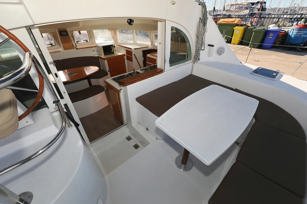 Deck of Love Song, a Lagoon 380 S2 catamaran at Grad Biograd na Moru, Croatia