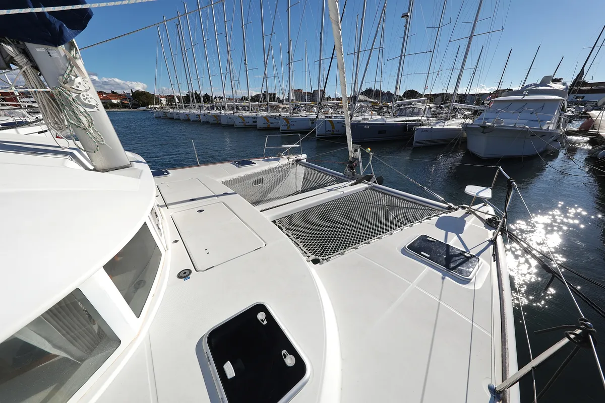 Deck of Love Song, a Lagoon 380 S2 catamaran at Grad Biograd na Moru, Croatia