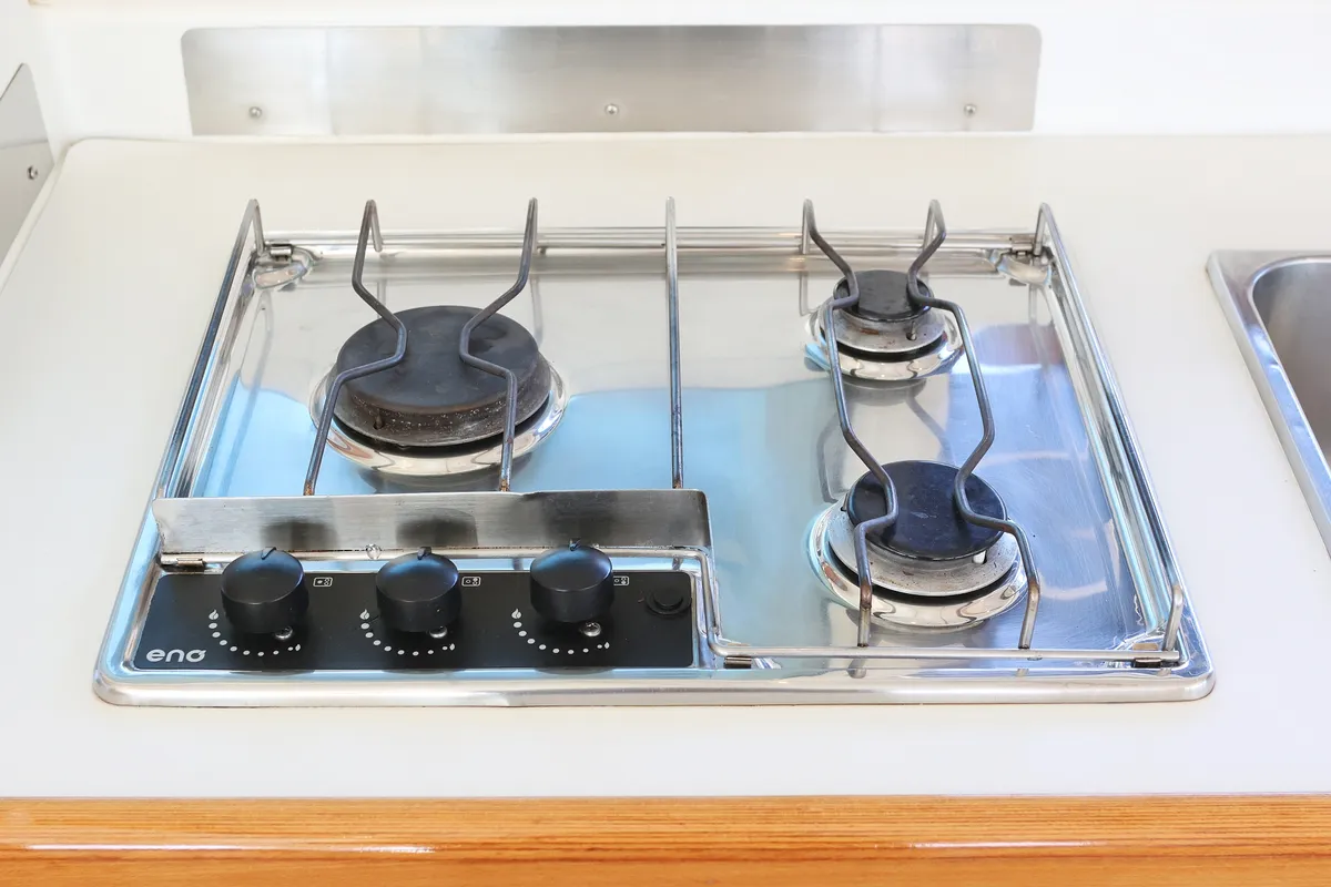 Galley of Love Song, a Lagoon 380 S2 catamaran at Grad Biograd na Moru, Croatia