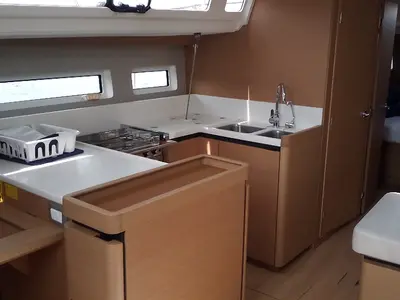Galley of Tavascan, a Jeanneau Sun Odyssey 440 sailboat at Palamós, Spain