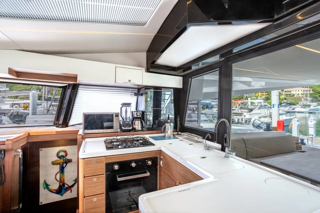 Salon of Cadenza, a Nautitech 46 Fly catamaran at Road Town, British Virgin Islands