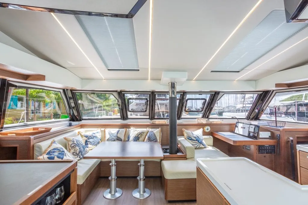 Salon of Cadenza, a Nautitech 46 Fly catamaran at Road Town, British Virgin Islands