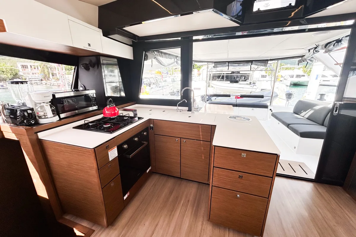 Salon of Cadenza, a Nautitech 46 Fly catamaran at Road Town, British Virgin Islands