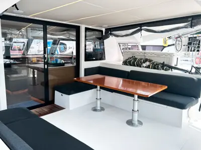 Salon of Cadenza, a Nautitech 46 Fly catamaran at Road Town, British Virgin Islands