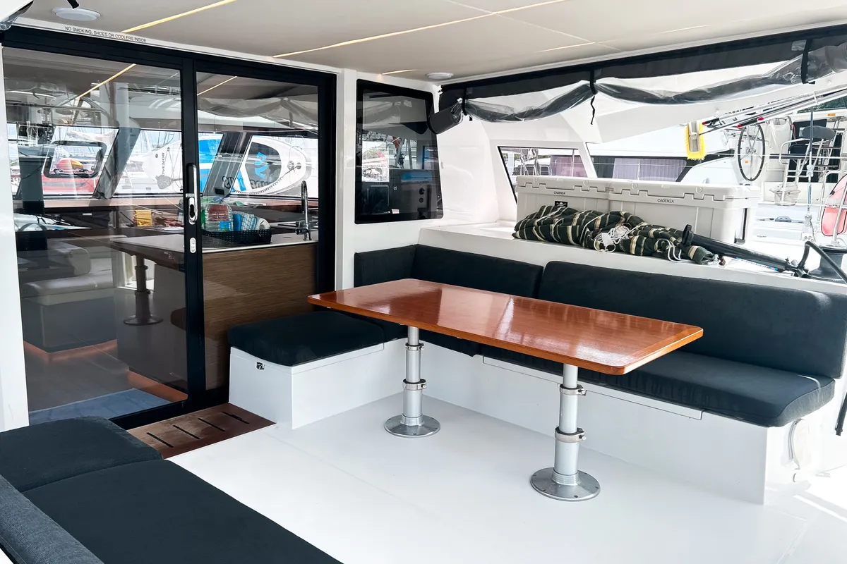 Salon of Cadenza, a Nautitech 46 Fly catamaran at Road Town, British Virgin Islands