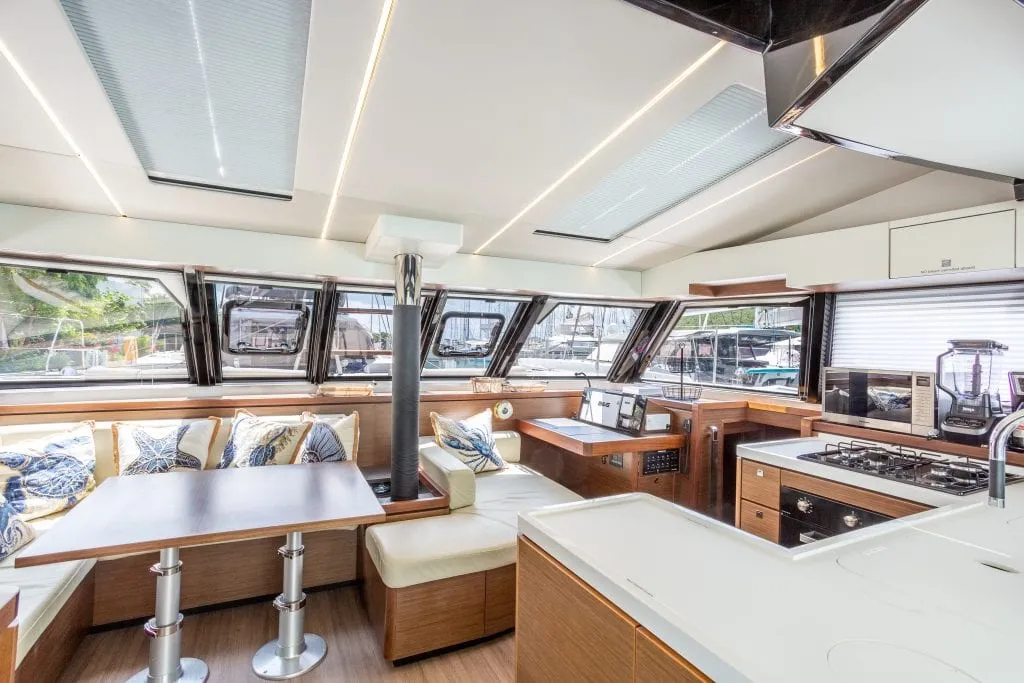 Galley of Cadenza, a Nautitech 46 Fly catamaran at Road Town, British Virgin Islands