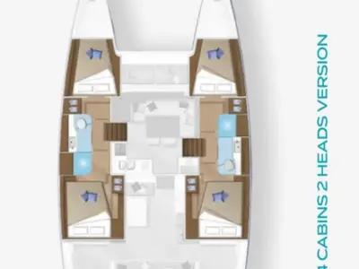 Floor plan of Paco, a Lagoon 40 catamaran at Općina Marina, Croatia