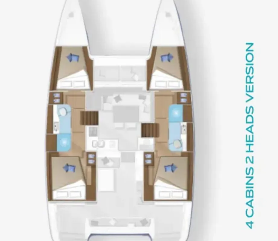 Floor plan of Paco, a Lagoon 40 catamaran at Općina Marina, Croatia