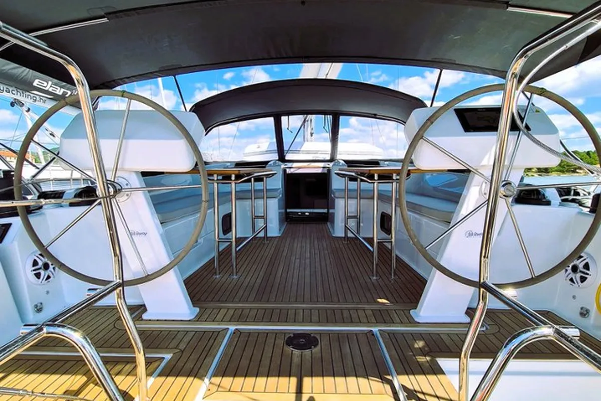 Deck of Adriatiq Scum, a Hanse 508 sailboat at Grad Šibenik, Croatia
