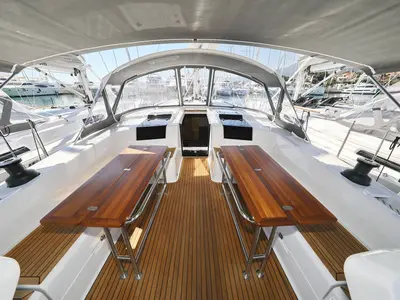 Salon of Adriatiq Scum, a Hanse 508 sailboat at Grad Šibenik, Croatia