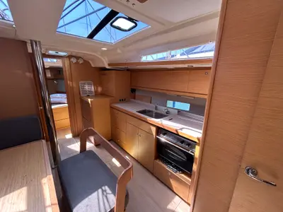 Galley of Echo I, a Dufour 430 GL sailboat at Kontokali, Greece