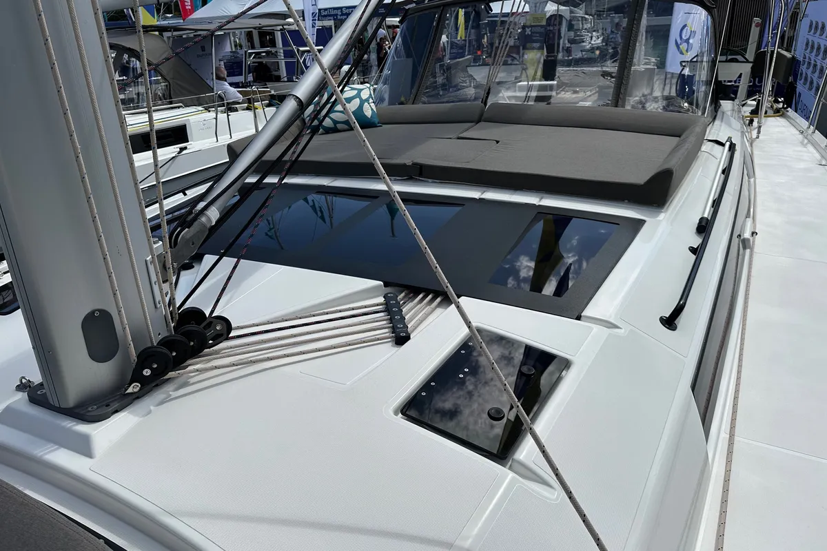Deck of Dream Big, a Dufour 530 sailboat at Road Town, British Virgin Islands