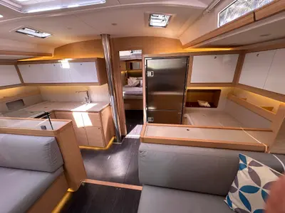 Salon of Dream Big, a Dufour 530 sailboat at Road Town, British Virgin Islands