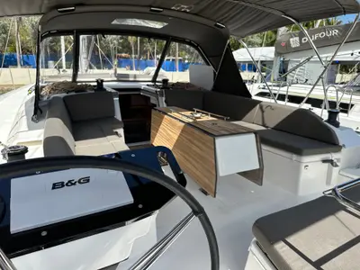 Cockpit of Dream Big, a Dufour 530 sailboat at Road Town, British Virgin Islands