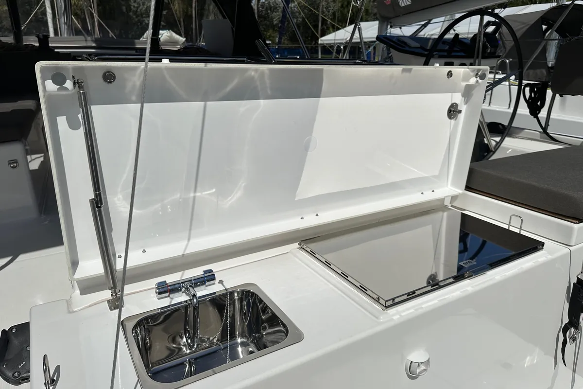 Deck of Dream Big, a Dufour 530 sailboat at Road Town, British Virgin Islands