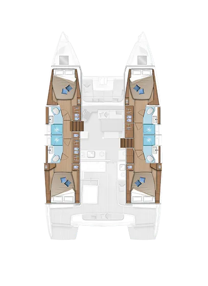 Floor plan of Hermes, a Lagoon 46 catamaran at Athens, Greece