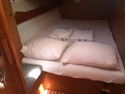 Cabin on Aura 1, a Bavaria Cruiser 45 sailboat at Bodrum, Turkey