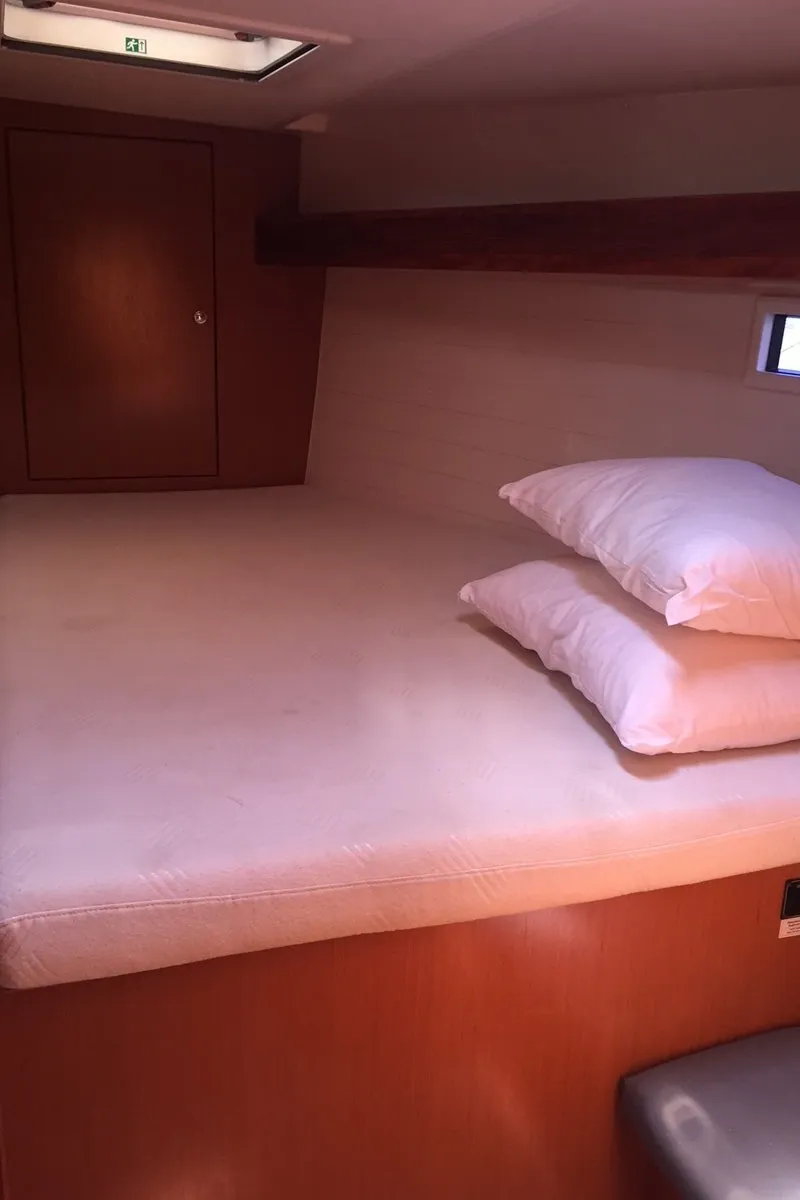Cabin on Aura 1, a Bavaria Cruiser 45 sailboat at Bodrum, Turkey