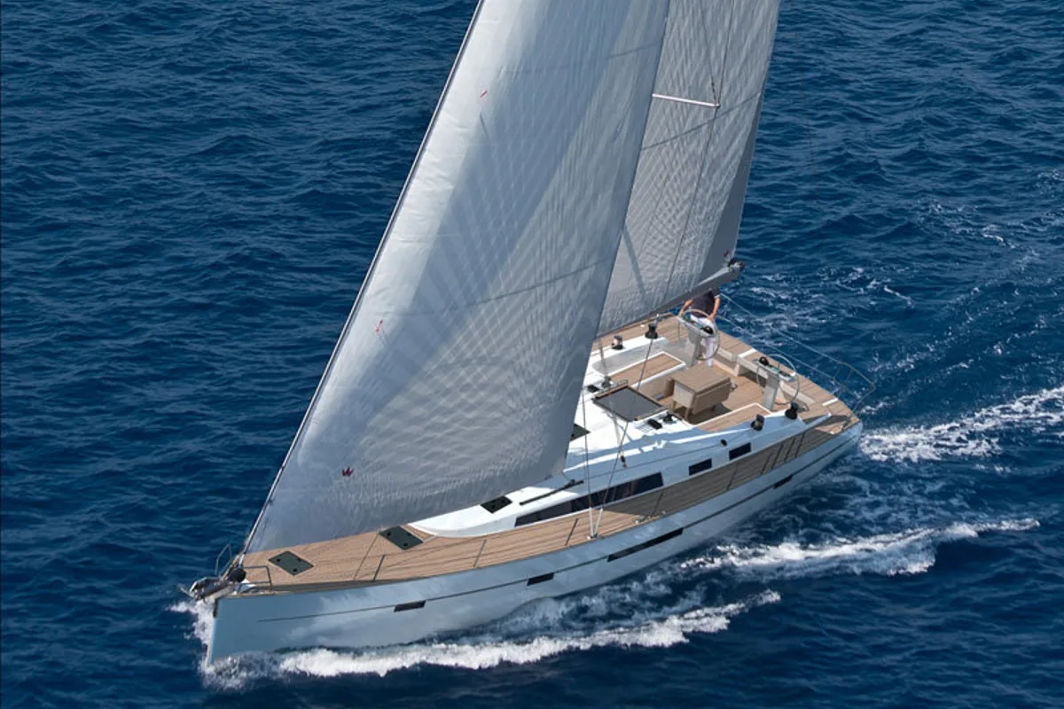 Exterior view of Bavaria Cruiser 56, a sailboat at Athens, Greece