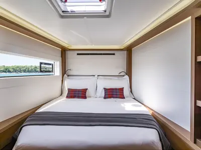 Cabin on Divan, a Lagoon 46 catamaran at Pianottoli-Caldarello, France
