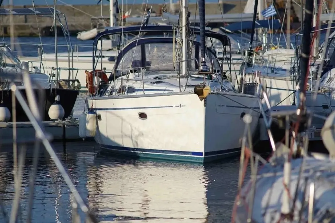 Exterior view of Ariadni, a Bavaria 40 Cruiser sailboat at Preveza, Greece
