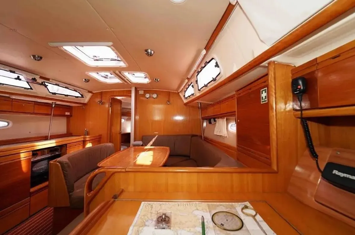 Salon of Ariadni, a Bavaria 40 Cruiser sailboat at Preveza, Greece
