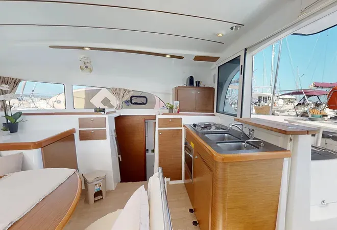 Galley of Why Knot, a Lagoon 380 S2 catamaran at Ellomenos, Greece