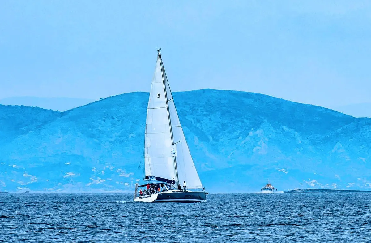 Lucky Trader, a Beneteau Oceanis 55 sailboat at Lavrion, Greece