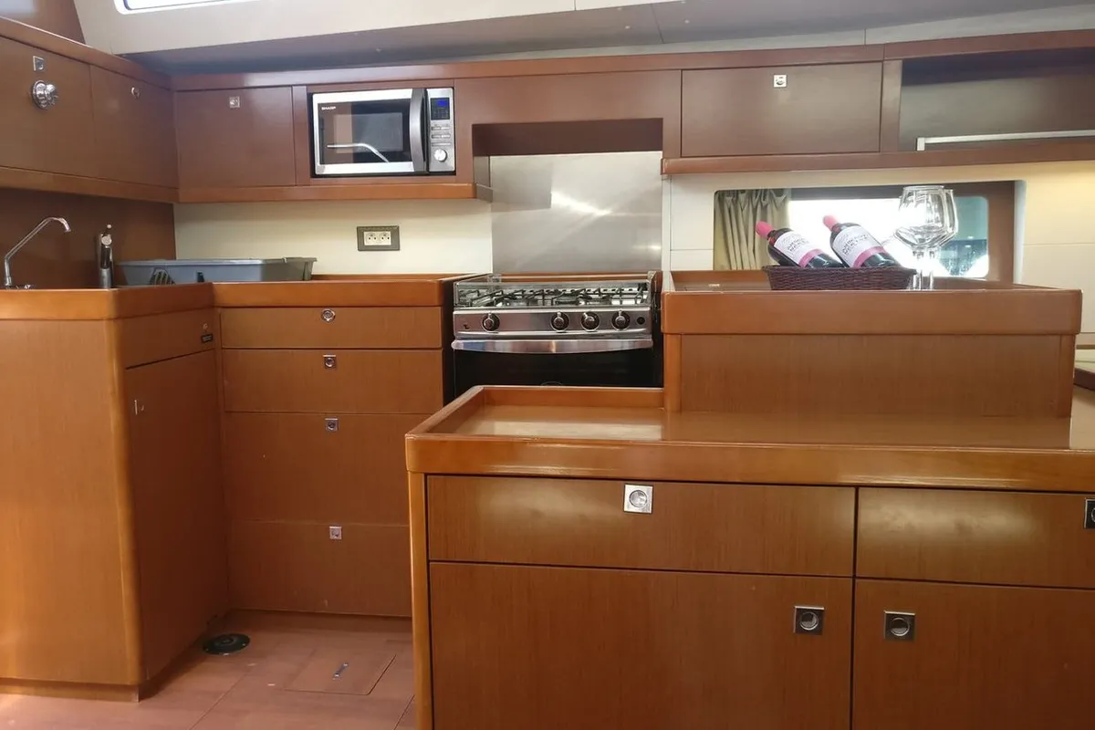Lucky Trader, a Beneteau Oceanis 55 sailboat at Lavrion, Greece