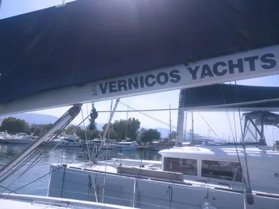 Lucky Trader, a Beneteau Oceanis 55 sailboat at Lavrion, Greece