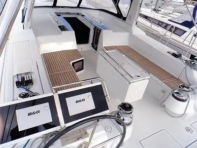 Lucky Trader, a Beneteau Oceanis 55 sailboat at Lavrion, Greece