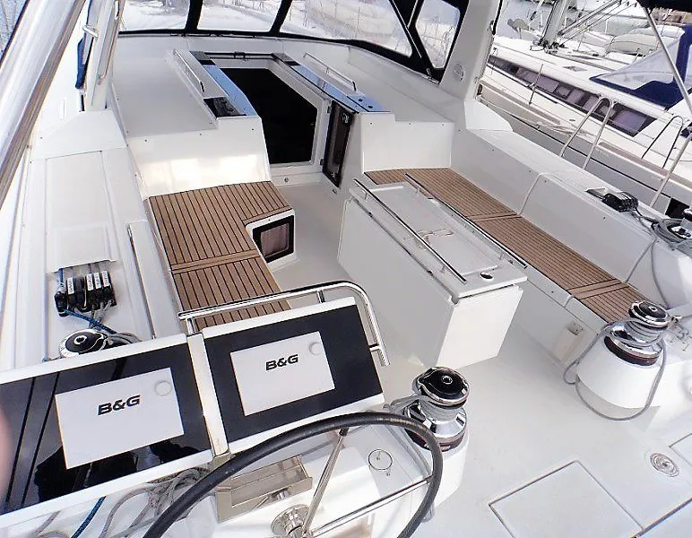 Lucky Trader, a Beneteau Oceanis 55 sailboat at Lavrion, Greece