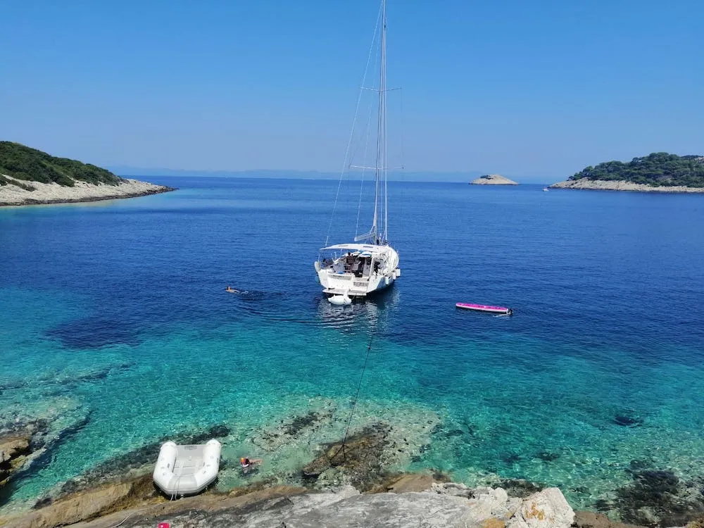 Exterior view of Barrique I, a Dufour 460 GL sailboat at Seget Donji, Croatia
