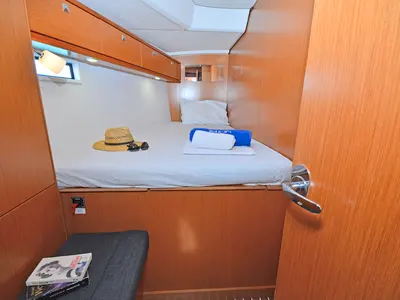 Cabin on Artemis, a Bavaria Cruiser 46 sailboat at Athens, Greece