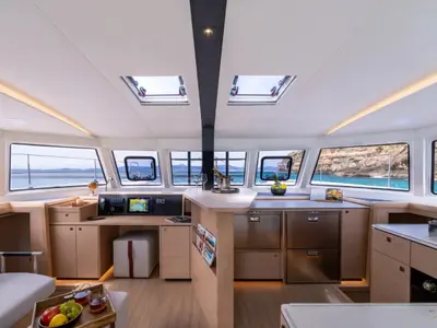 Cockpit of Double Memory, a Nautitech 44 Open catamaran at Primošten, Croatia