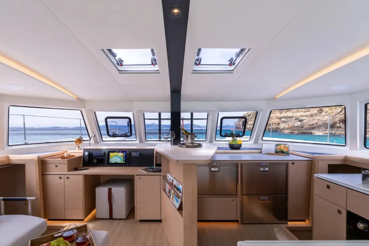Cockpit of Double Memory, a Nautitech 44 Open catamaran at Primošten, Croatia