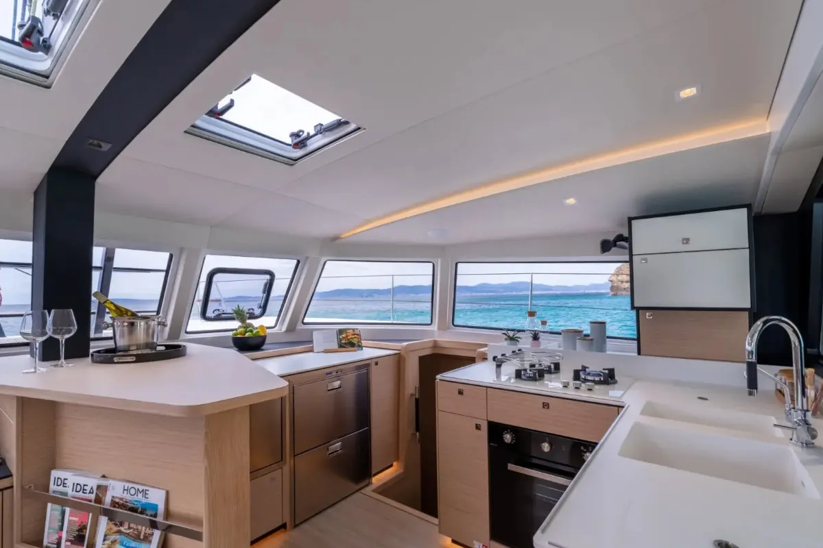 Galley of Double Memory, a Nautitech 44 Open catamaran at Primošten, Croatia