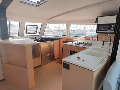 Galley of Double Memory, a Nautitech 44 Open catamaran at Primošten, Croatia