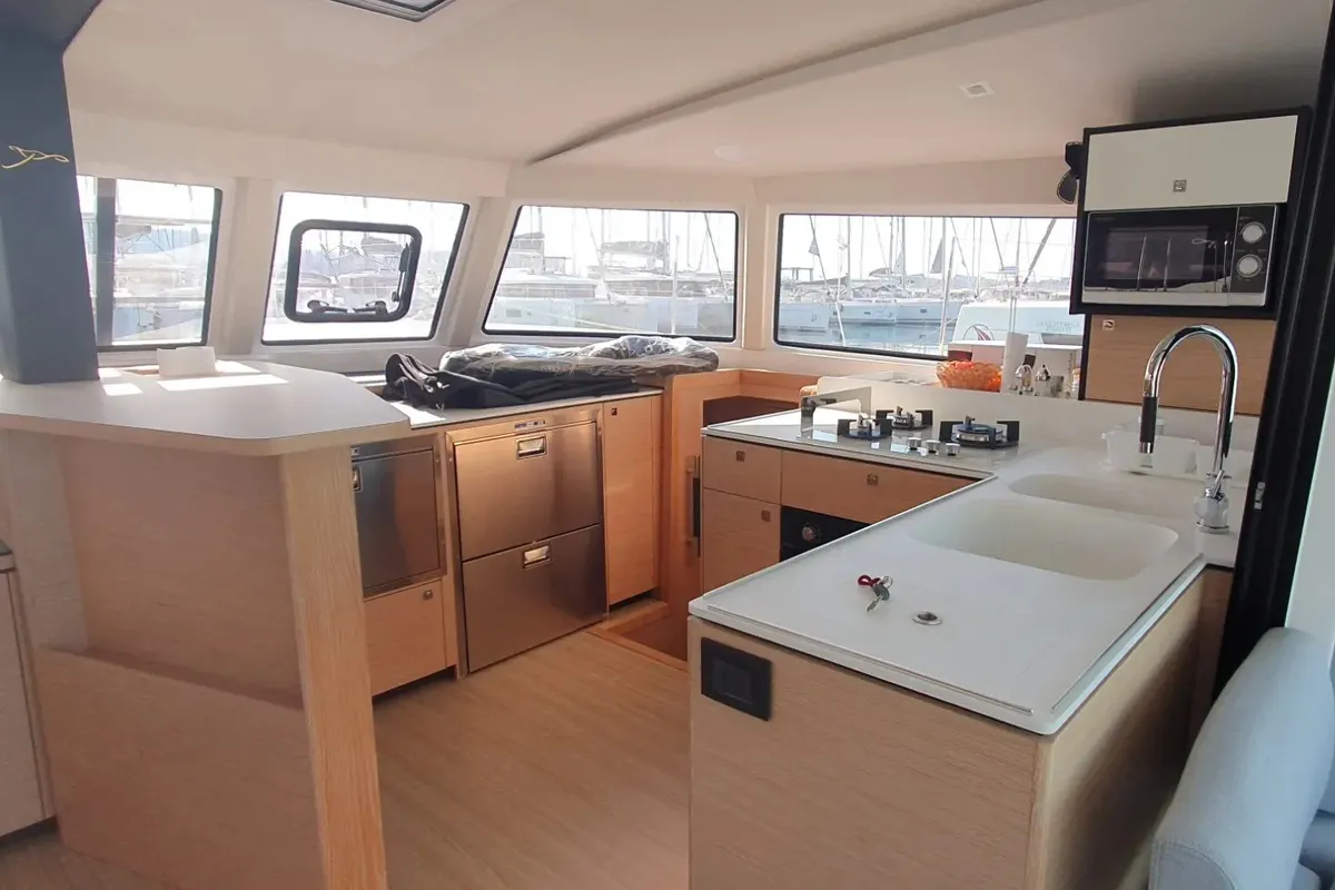 Galley of Double Memory, a Nautitech 44 Open catamaran at Primošten, Croatia