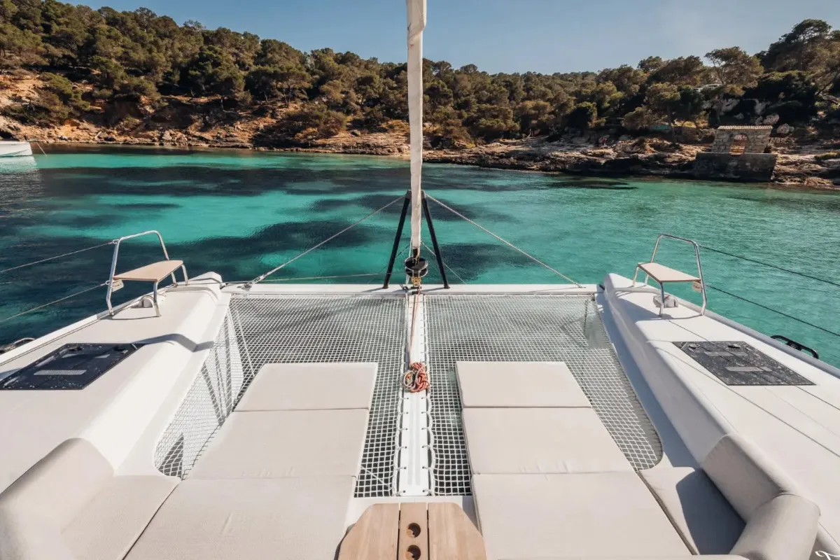 Deck of Double Memory, a Nautitech 44 Open catamaran at Primošten, Croatia