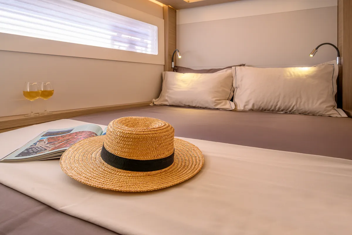 Cabin on Galathea, a Lagoon 46 catamaran at Trogir, Croatia