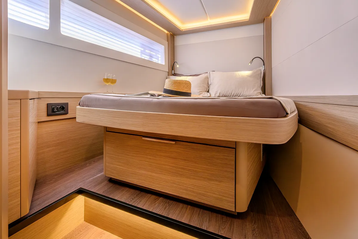 Cabin on Galathea, a Lagoon 46 catamaran at Trogir, Croatia