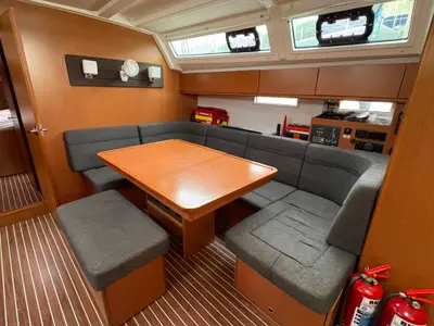 Salon of Sail Betelgeuse, a Bavaria Cruiser 46 sailboat at Fethiye, Turkey
