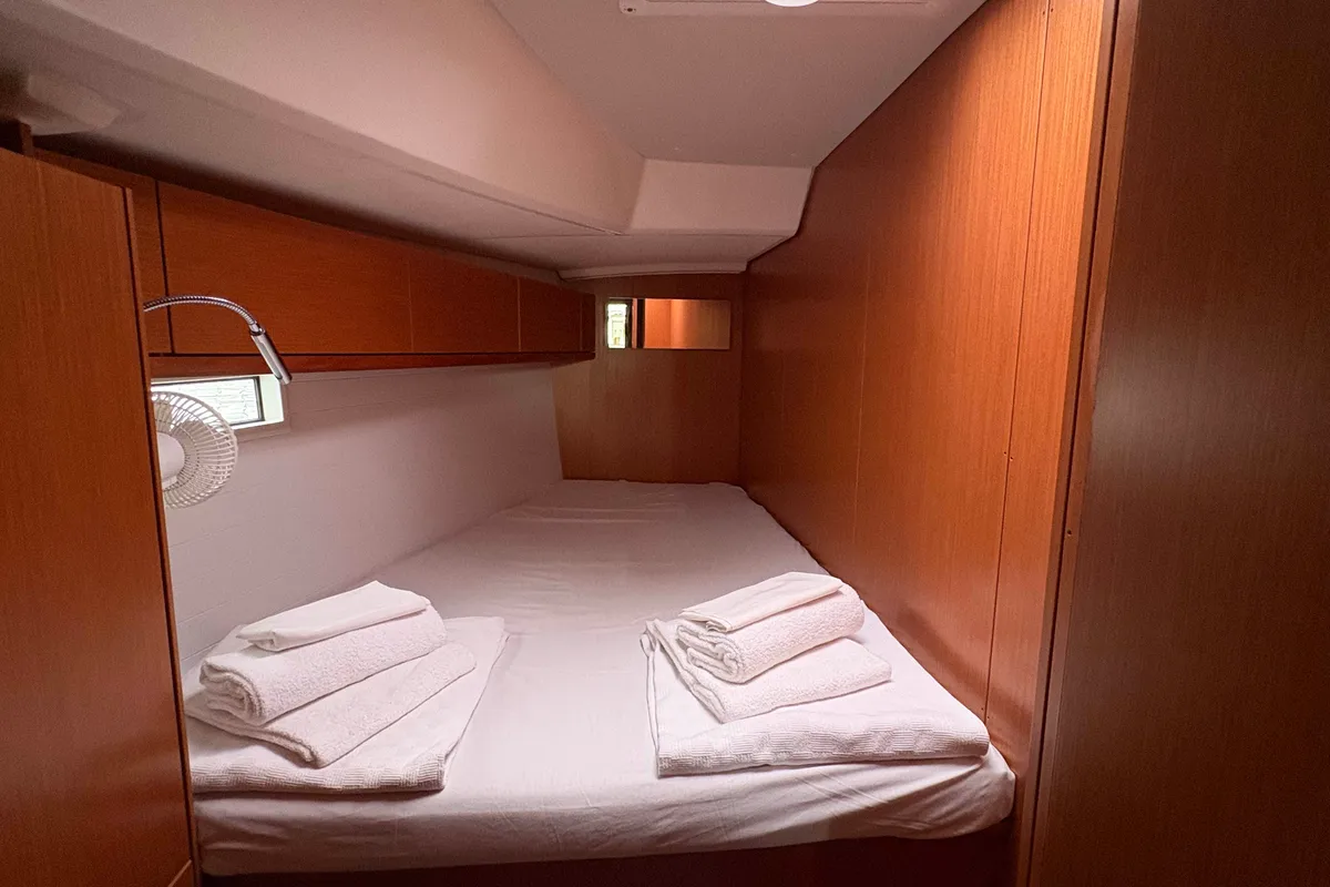 Cabin on Sail Betelgeuse, a Bavaria Cruiser 46 sailboat at Fethiye, Turkey