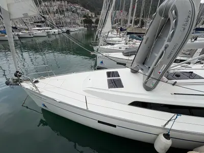 Deck of Sail Betelgeuse, a Bavaria Cruiser 46 sailboat at Fethiye, Turkey