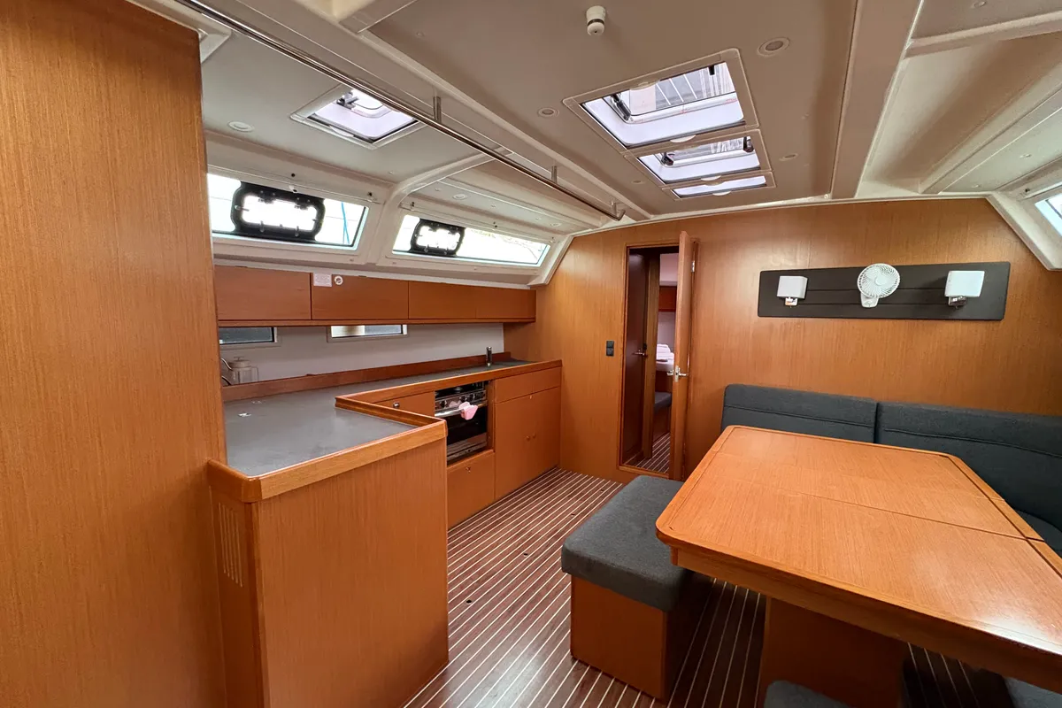 Salon of Sail Betelgeuse, a Bavaria Cruiser 46 sailboat at Fethiye, Turkey
