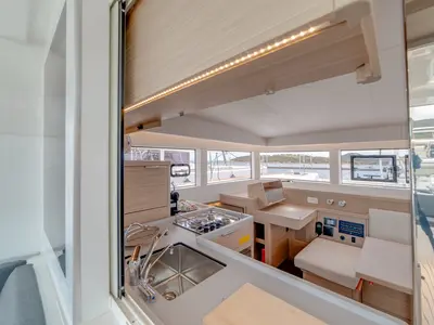 Galley of Arca 40, a Lagoon 40 catamaran at Olbia, Italy