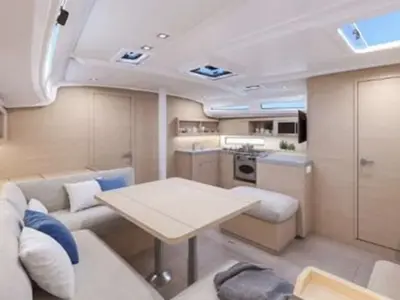 Salon of Alma Libre VII, a Beneteau Oceanis 40.1 sailboat at Municipal Unit of Lefkada, Greece